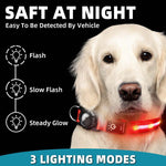 Pet collar for GPS locator with red lighting, featuring three lighting modes for nighttime safety; fits various GPS devices and air tags.