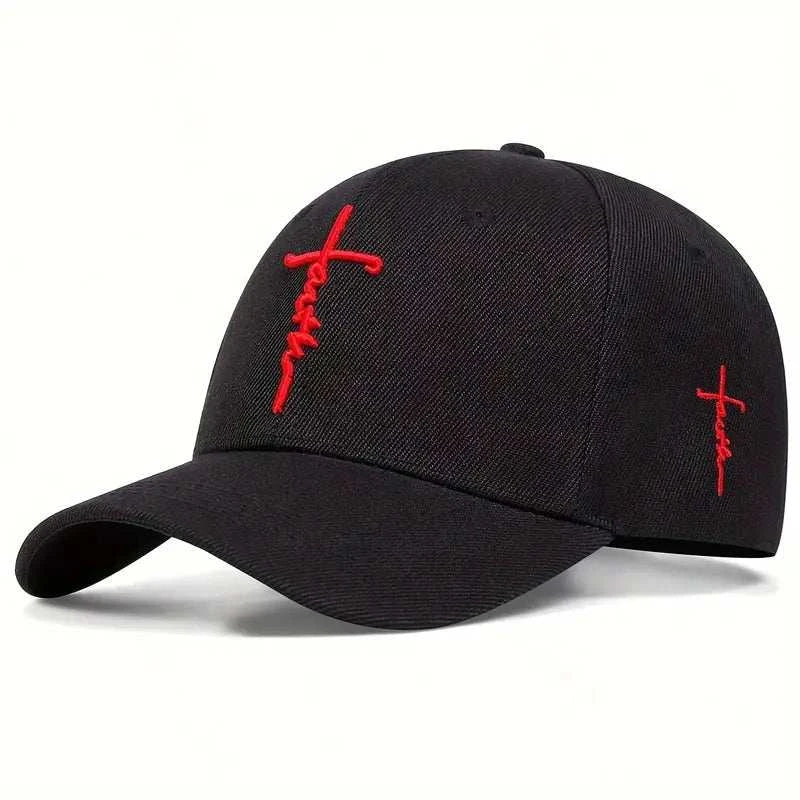 Faith Hat Black with Red stitching