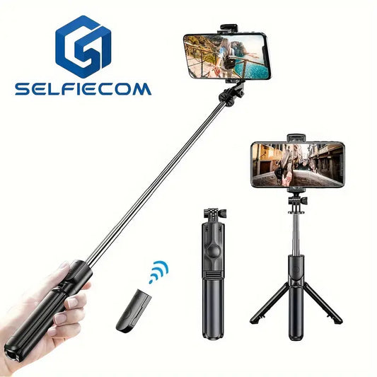 40" Extendable Cell Phone Selfie Stick, Smartphone Tripod Stand With Wireless Remote